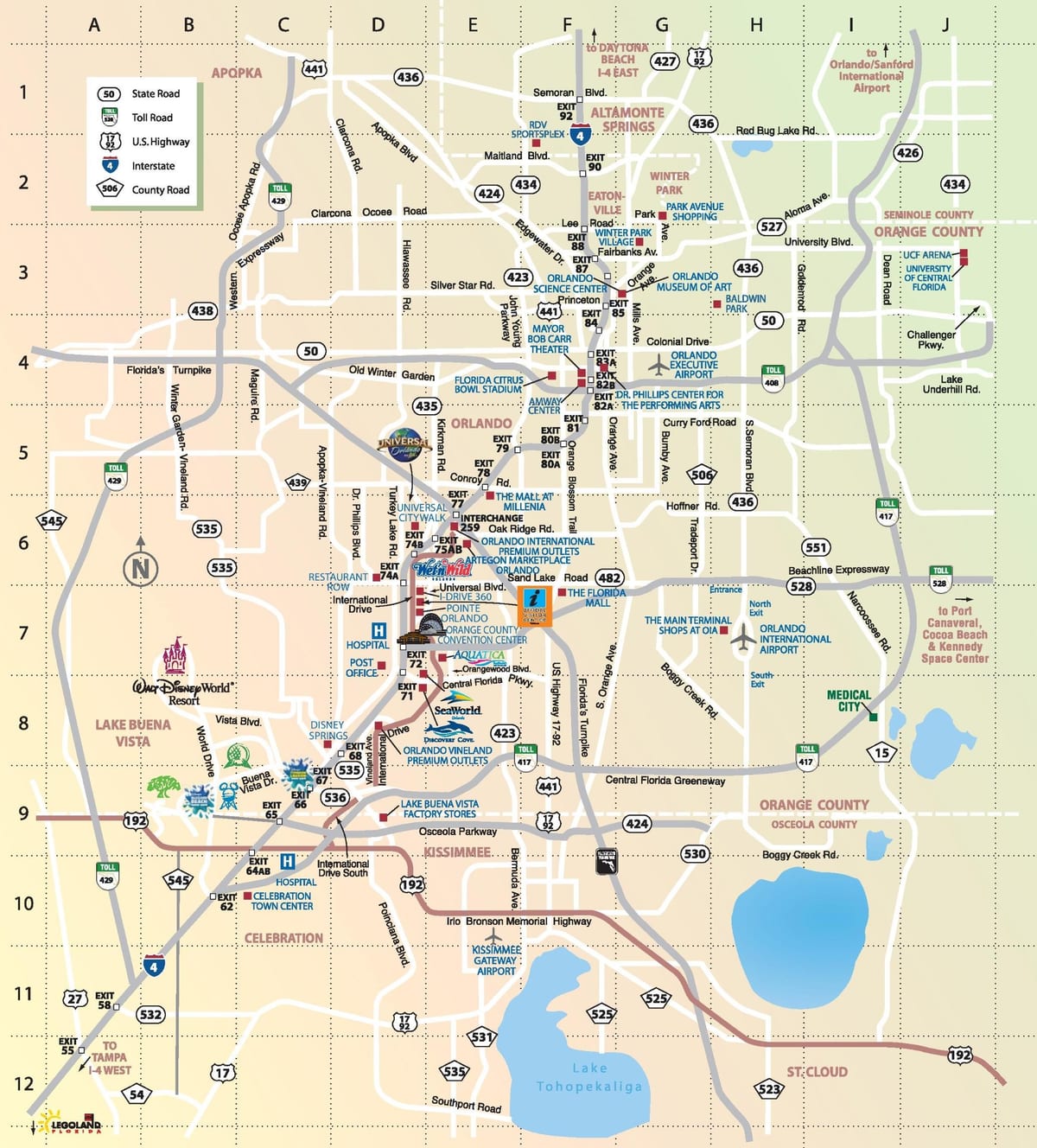 τουριστικός χάρτης του Orlando