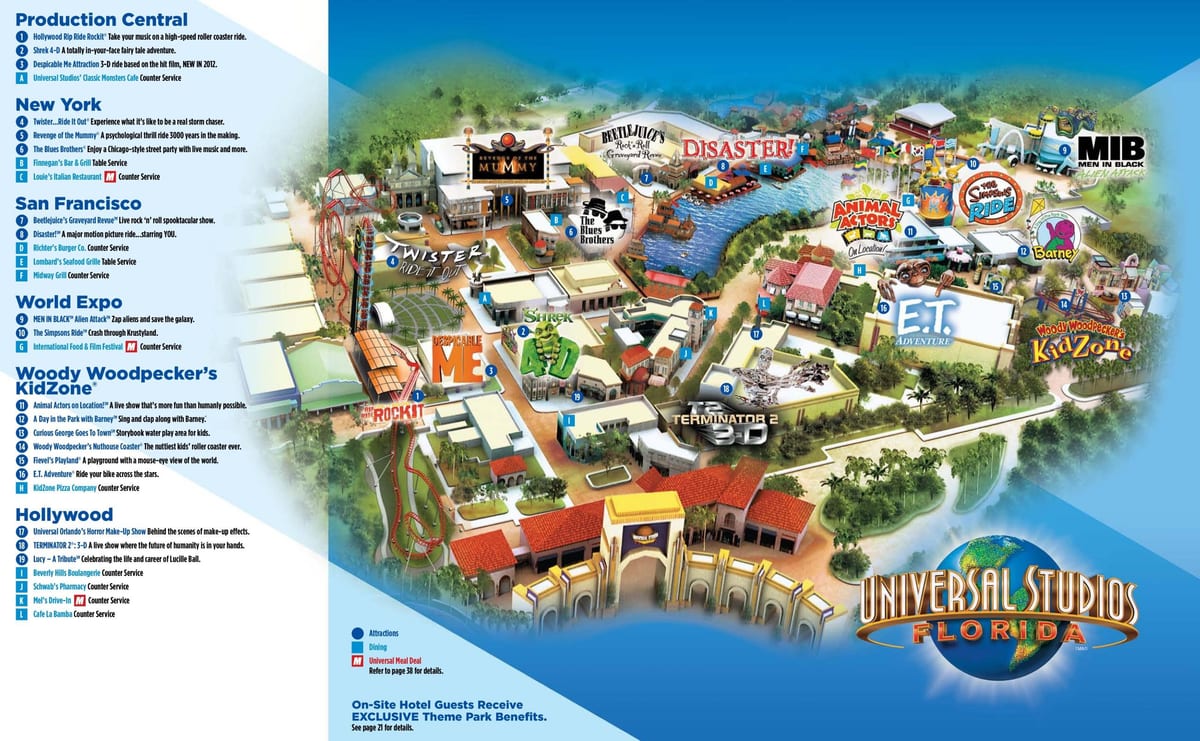 Τα Universal Studios Orlando park χάρτης