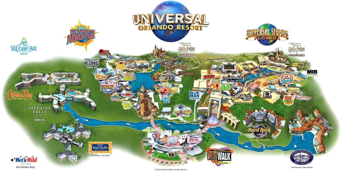 Το Universal Studios χάρτης Ορλάντο
