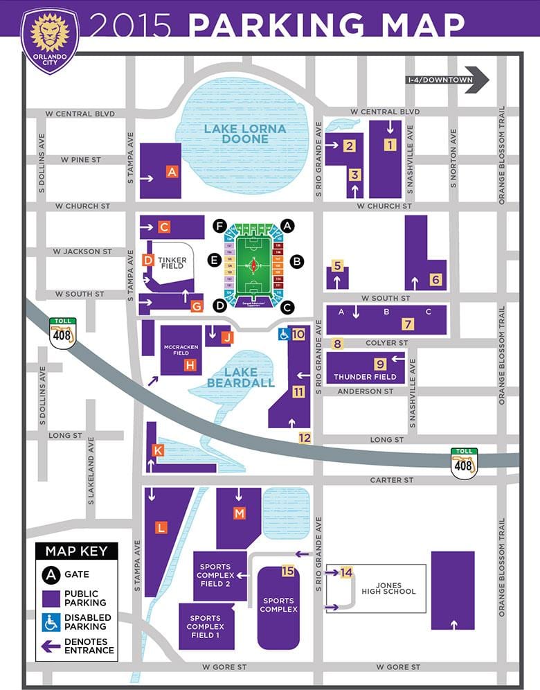 Citrus Bowl πάρκινγκ χάρτης