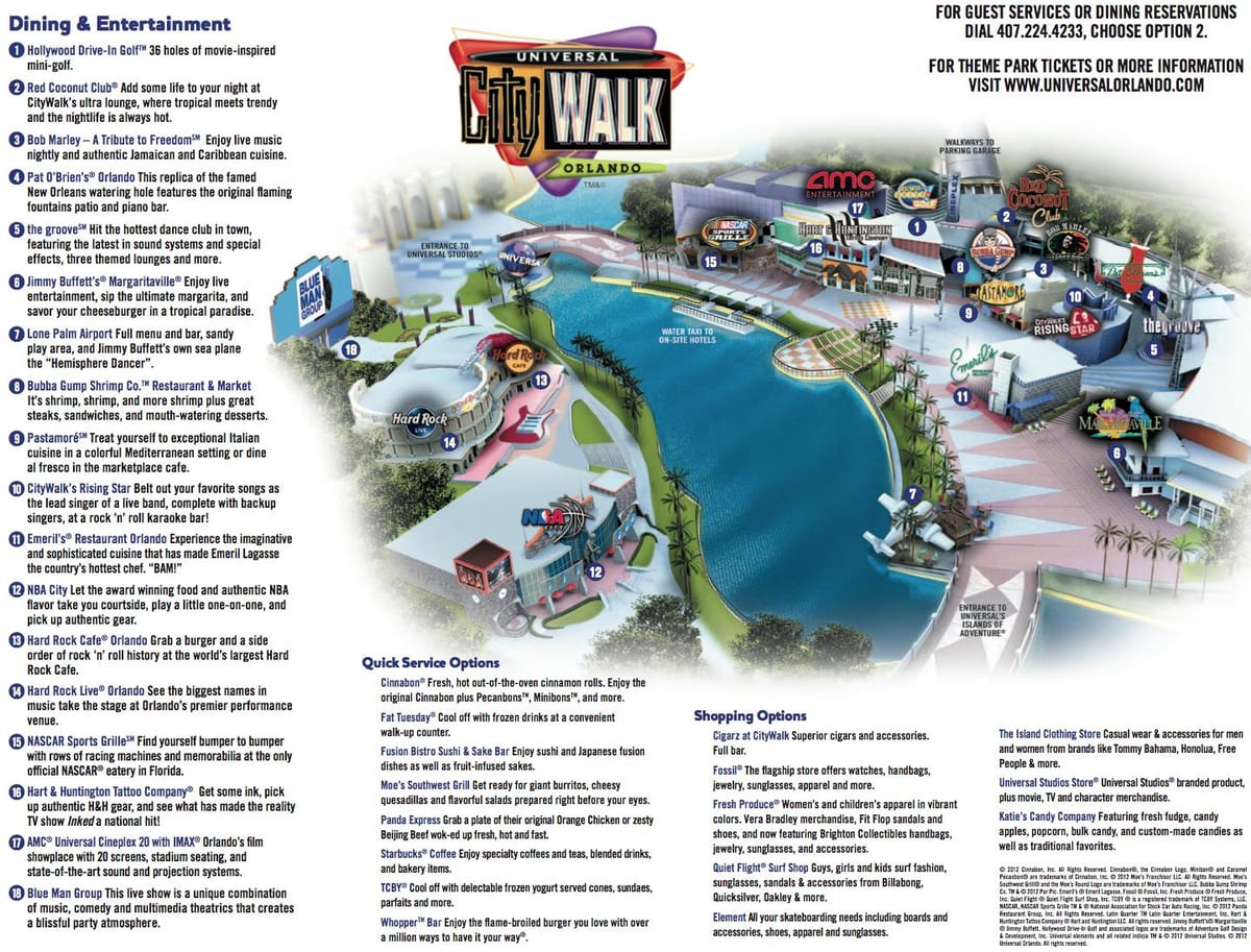 Universal Orlando citywalk χάρτης