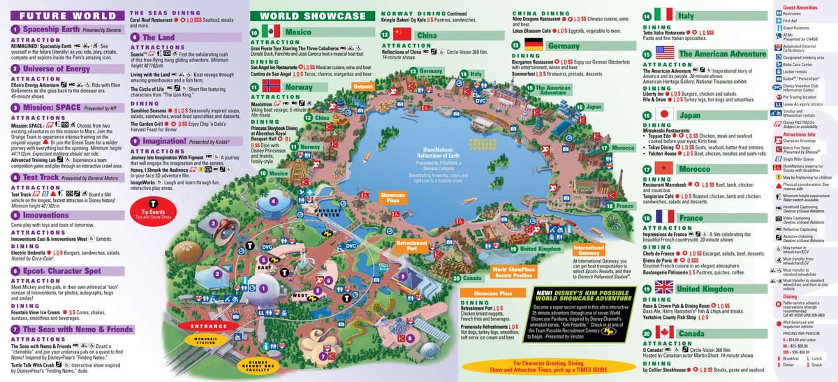 Το Disney World, EPCOT χάρτης